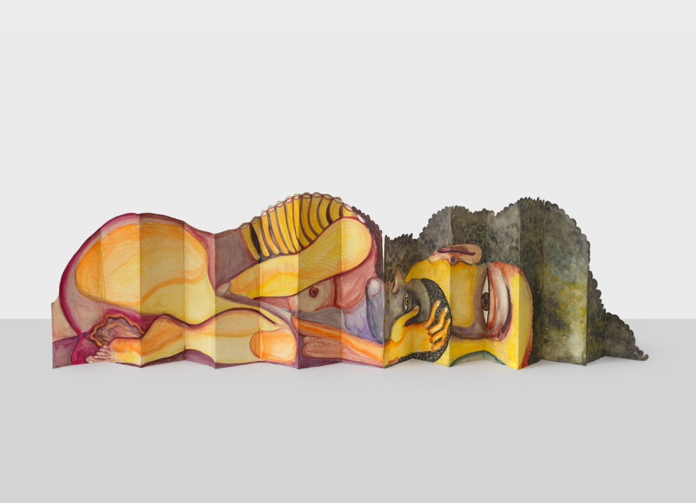 You, my Angel, 2024 Graphite pencil, watercolour, gouache on paper, wax. 55,5 x 250 cm.